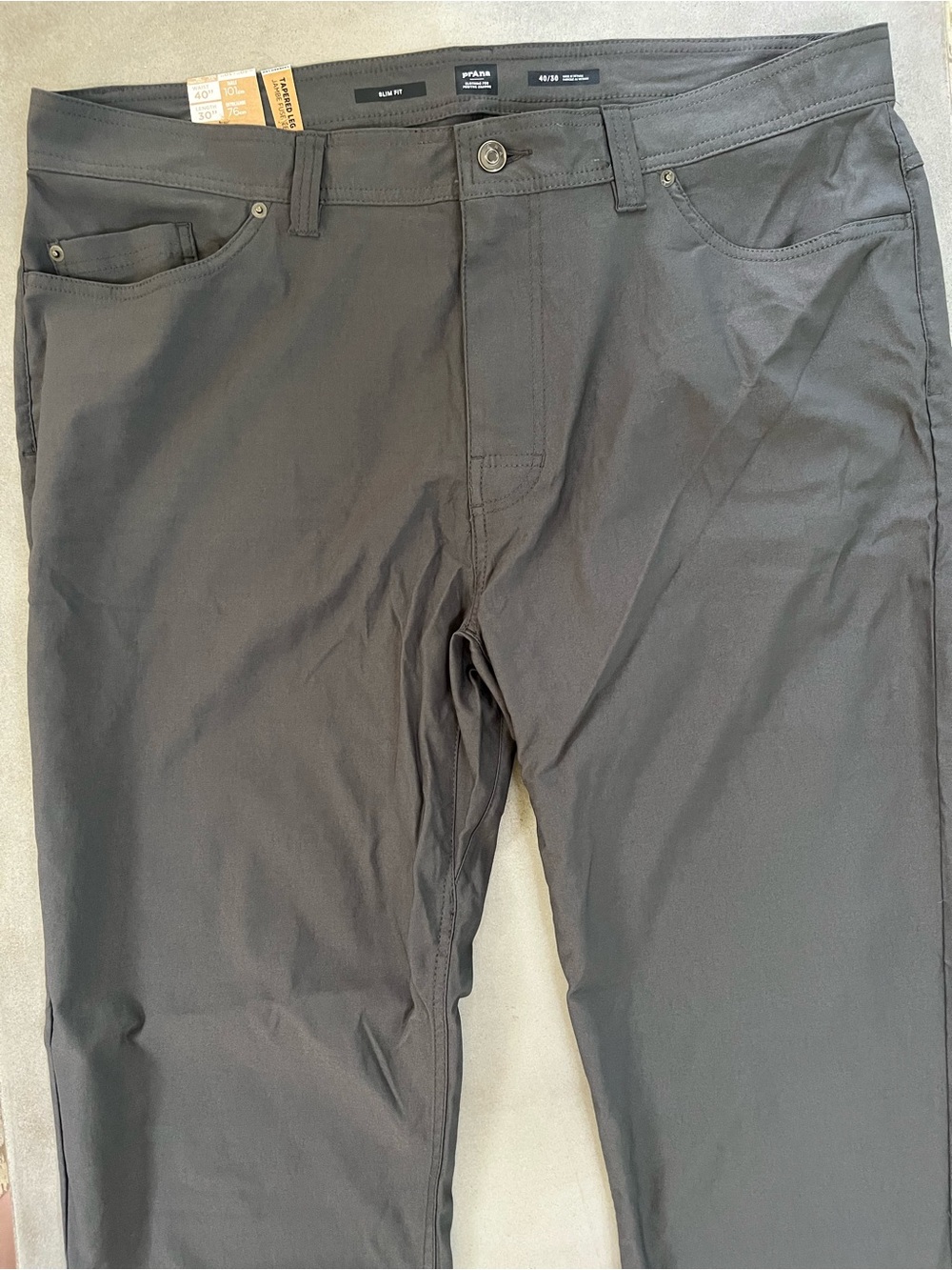 prAna Brion Slim Pant II Men's 40x30 Dark Iron Grey ReZion Stretch Hiking NWT - Picture 2 of 9